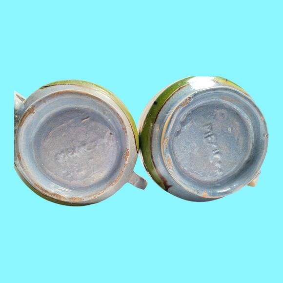 1940s Blue Tlaquepaque Mexican Folk Art Sugar & Creamer Hand Made And Decorated - Picture 11 of 12